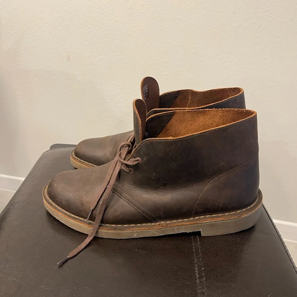 Clarks collection Brown oiled waxed Leather Chukka Boots Mens US 12 W